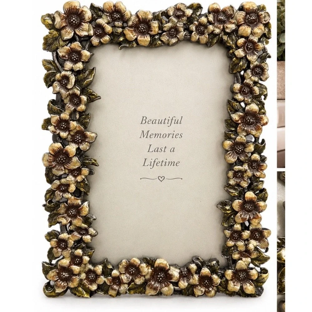 Kohls Garden Bronze Floral 4x6 Photo Frame Vintage Style Metallic Flower Border